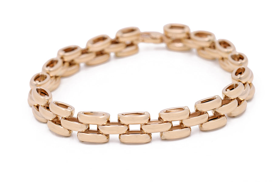 A 14K Yellow Gold Fashion Italian Link Bracelet by Miral Jewelry, exuding elegance.