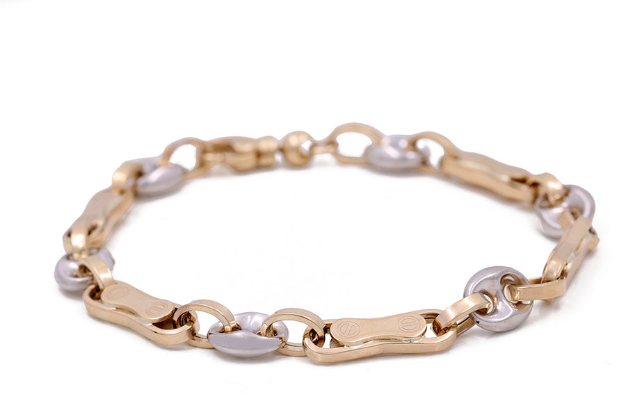 A luxury Miral Jewelry Italian link bracelet crafted from the 14K Yellow and White Gold Fashion.