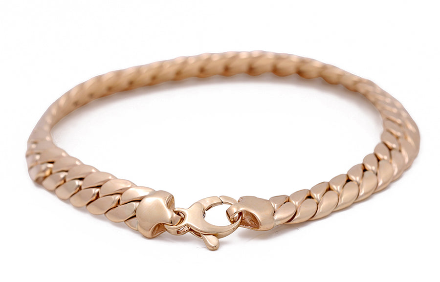 A high-quality Miral Jewelry 14K Yellow Gold Fashion Italian Link Bracelet in rose gold with a clasp, made of 14K Yellow Gold.