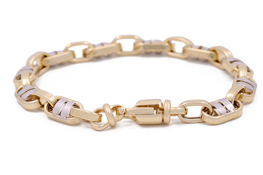 A Miral Jewelry fashion-forward Italian link bracelet in 14K Yellow and White Gold, perfect for the individual looking to make a statement.
