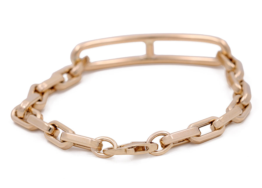 A Miral Jewelry high-end design 14K Yellow Gold Fashion Links Bracelet with chain links.