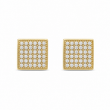 14K Yellow Gold Square With Cz Stub Earrings