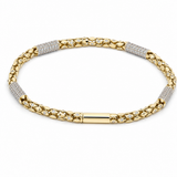 14K Yellow Gold Iltalian Link With Cz Bracelet