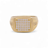 14k Yellow Gold Square CZ Men's Fashion Ring