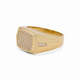 14k Yellow Gold Square CZ Men's Fashion Ring