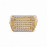 14k Yellow Gold Square wit CZ Men's Fashion Ring