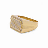 14k Yellow Gold Square wit CZ Men's Fashion Ring