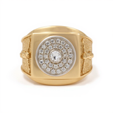 14k Yellow Gold Round with CZ Men's Fashion Ring