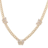 14k Yellow Gold Monaco with Butterflies Women's Necklace