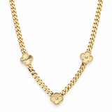 14K Yellow Gold Monaco With Gold Clovers Necklaces – 18.5"