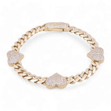 10K Yellow Gold Monaco with Heart Bracelet