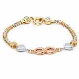 14K Yellow Gold Infinity Tri Color Bracelet – 7.5"