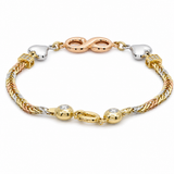 14K Yellow Gold Infinity Tri Color Bracelet – 7.5"