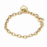 14K Yellow Gold Puffed Heart Toggle Bracelet – 7.5"