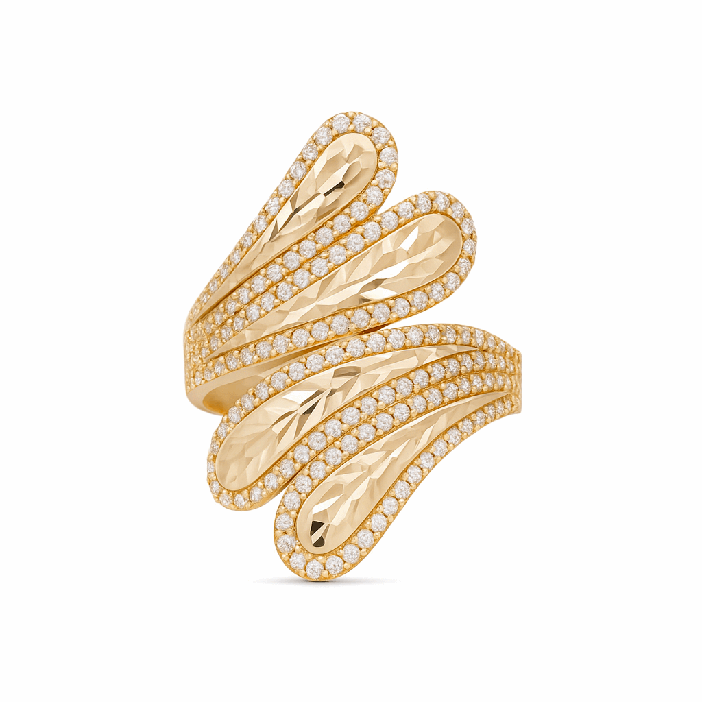 14K Yellow Gold  Diamond Cut Fashion Women's Ring