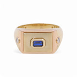 14k Tri Color Blue Stone Fashion Ring