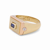 14k Tri Color Blue Stone Fashion Ring