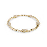 10K Yellow Gold Heart with Cz Women's Bracelet