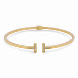 10K Yellow Gold Bangle with Cz Women's Bracelet