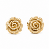 10K Yellow Gold Satin Rose Earrings