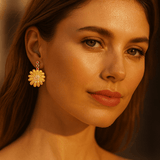 10K Yellow Gold Flower Earrings