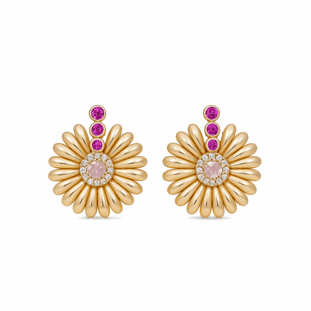 10K Yellow Gold Flower Earrings