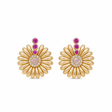 10K Yellow Gold Flower Earrings