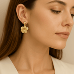 10K Yellow Gold Flower Earrings
