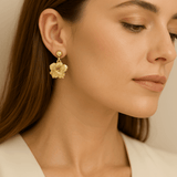 10K Yellow Gold Flower Earrings