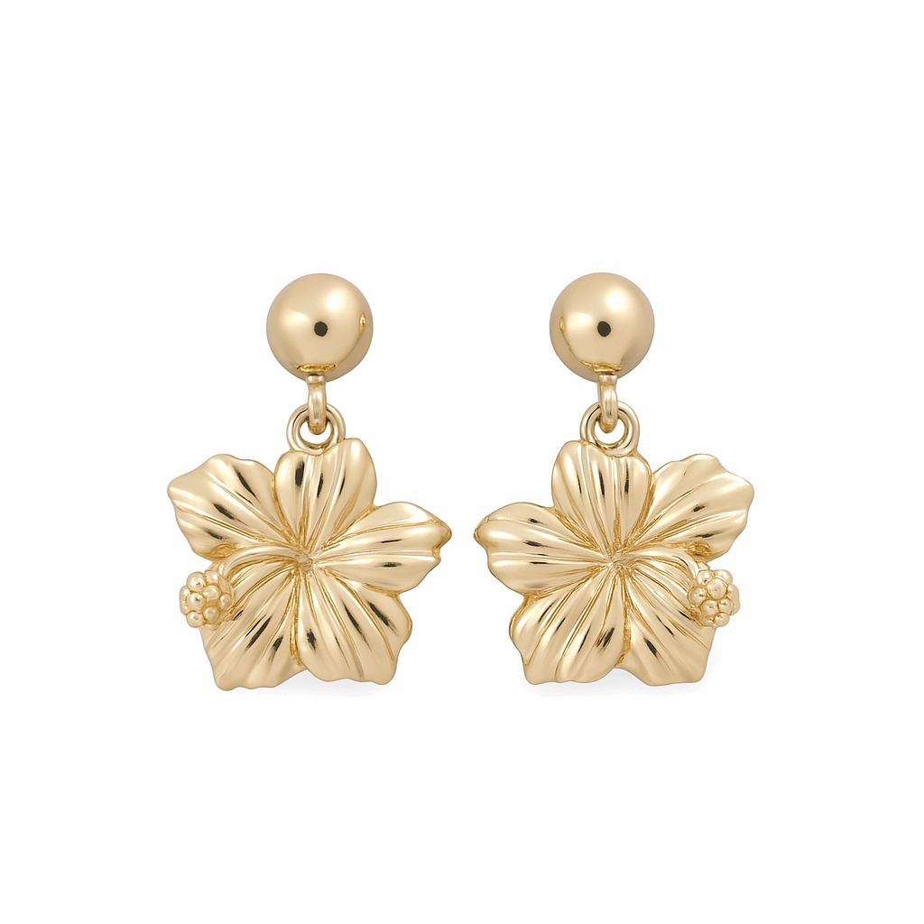 10K Yellow Gold Flower Earrings