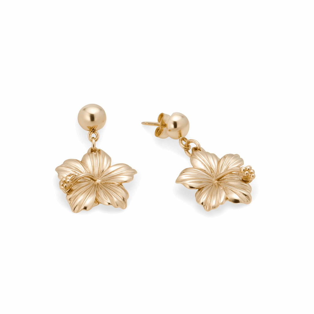 10K Yellow Gold Flower Earrings