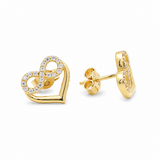 14K Yellow Gold Hearts Earrings