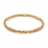 14K  Yellow Gold Fancy Link with Cz Bracelet