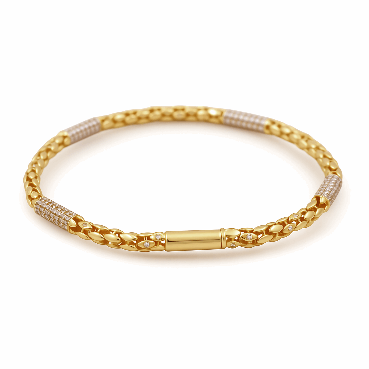 14K  Yellow Gold Fancy Link with Cz Bracelet