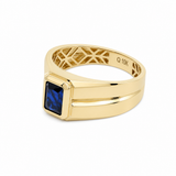 10k Yellow Gold Square Blue Fashion Ring Men's