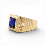 10k Yellow Gold Blue Fashion Men's Ring