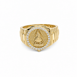 10k Yellow Gold Caridad Del Cobre With CZ Fashion Ring Men's