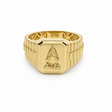 10k Yellow Gold Caridad Del Cobre Fashion Ring Men's