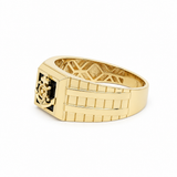 14K Yellow Gold Men's Anchor & Ship Wheel With Onyx Ring, 4.7 g