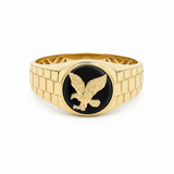 14K Yellow Gold Men's Eagle With Onyx Ring, 4.4 g