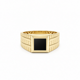 14K Yellow Gold Men's Fashion With Onyx Ring, 4.4 g