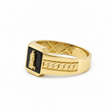 14K Yellow Gold Men's San Lazaro With Onyx Ring, 4 g