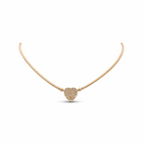 10K Yellow Gold Elastic with Heart Women's Necklace