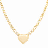 10K Yellow Gold Italian Link with Heart Necklace
