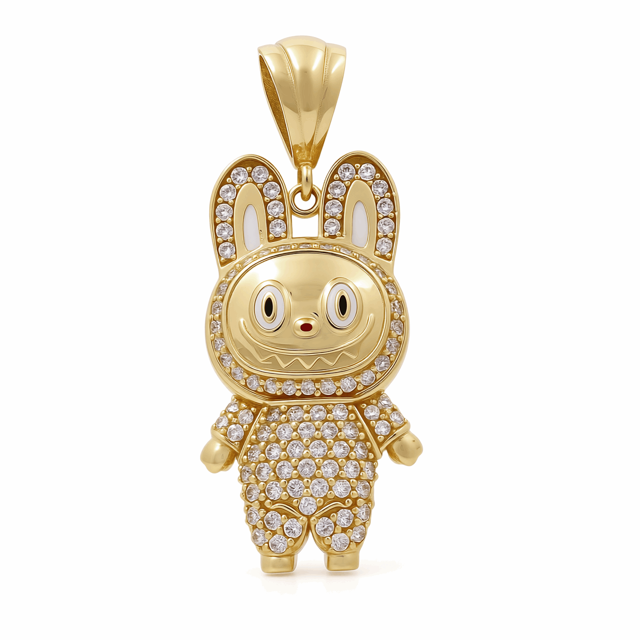 10K Yellow Gold Labubu Pendant with Cz