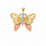 14K Yellow Gold Diamond Cut Butterfly Pendant