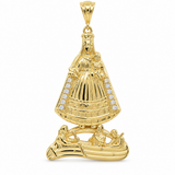 14K Yellow Gold Virgen De la Caridad Del Cobre With Cz Pendant – 5.2 g