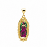 14K Yellow Gold Virgen De la Guadalupe With Colored Cz Pendant – 2.6 g