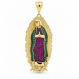 14K Yellow Gold Virgen De la Guadalupe With Colored Cz Pendant – 6.5 g