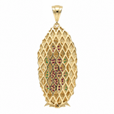 14K Yellow Gold Virgen De la Guadalupe With Colored Cz Pendant – 6.5 g